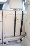 Easy securing system for back seats in SUV’s. Two clips & your dog is traveling safe & secured